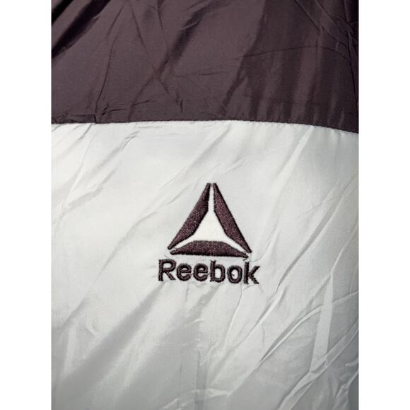 Reebok Jacket Mens XL Brown Ivory Hooded Puffer Sherpa Lined Winter Coat Warm - Picture 3 of 7
